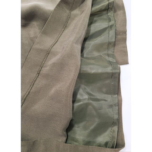 Field Manor 100% Silk Olive Green Skirt Women’s Size 14 Lined Classic - Picture 4 of 5